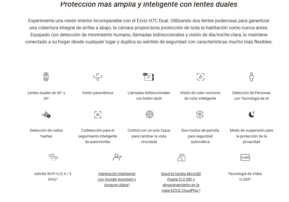Funciones de la EZVIZ H7c Dual