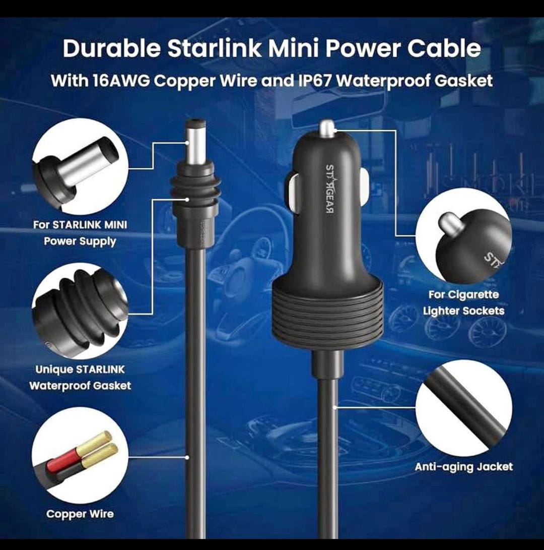 Cable de poder para cigarrillera para Starlink Mini